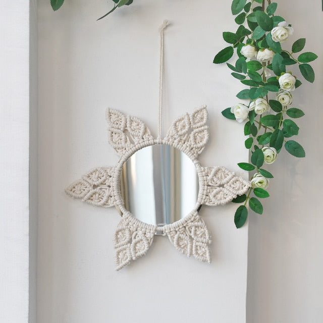 Boho Macrame Round Mirror