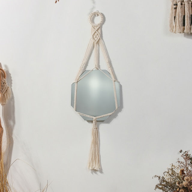 Boho Macrame Round Mirror