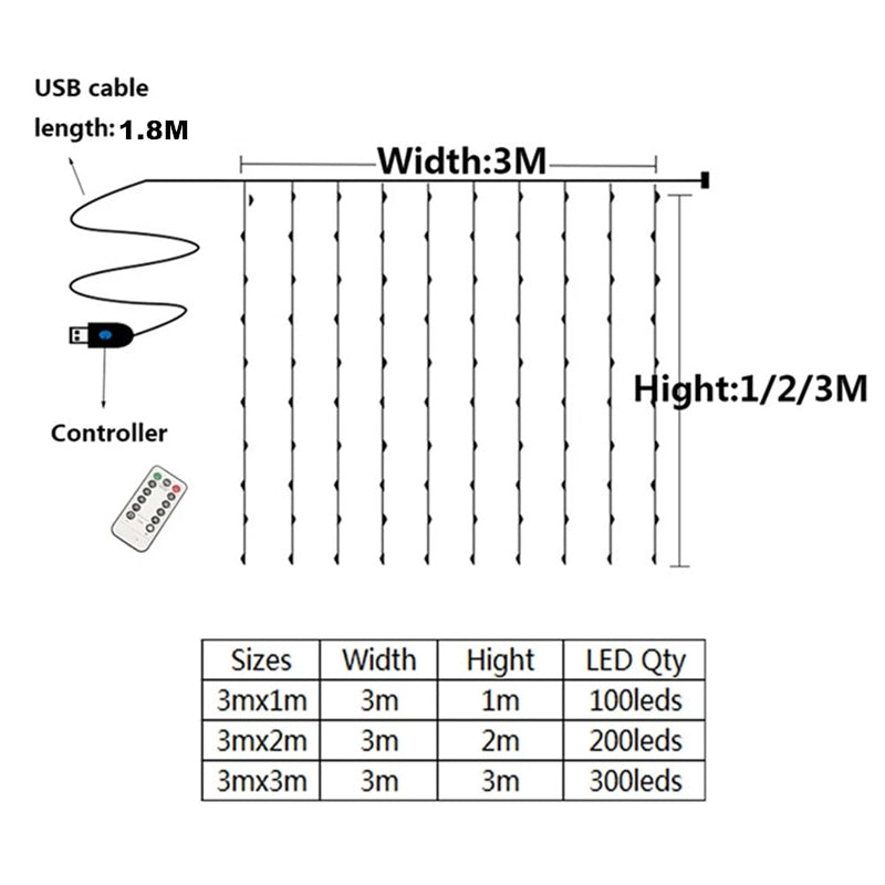 Christmas - Curtain String Lights