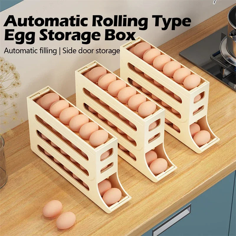 Refrigerator Egg Storage Box Automatic Scrolling Egg Holder