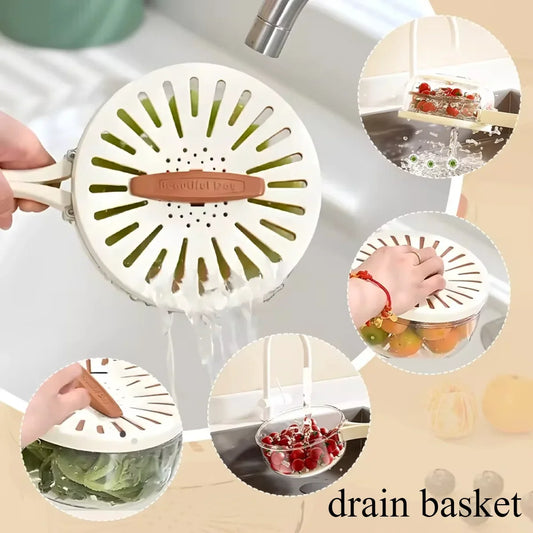 Fruit Drain Basket with Lid