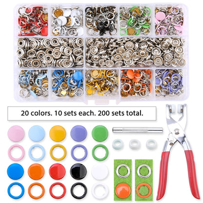 Metal Snap Fasteners Kit with Fastener Pliers Press