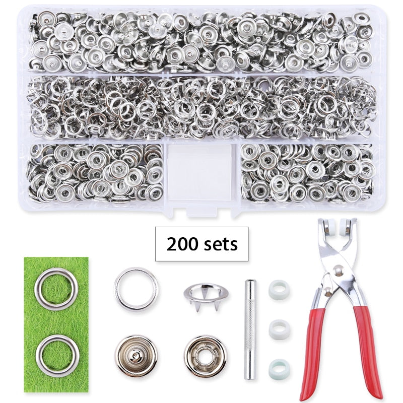 Metal Snap Fasteners Kit with Fastener Pliers Press