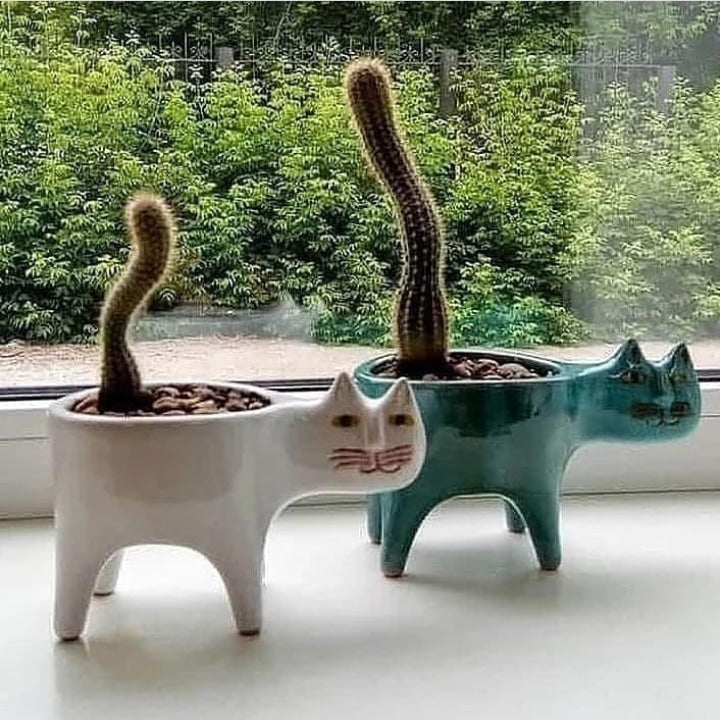 Cute_ Cat ceramic flower pot