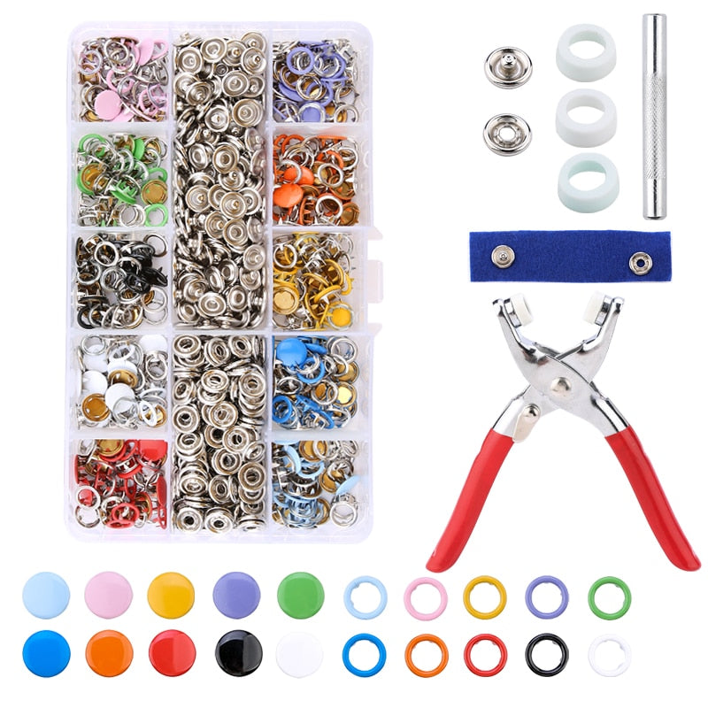 Metal Snap Fasteners Kit with Fastener Pliers Press