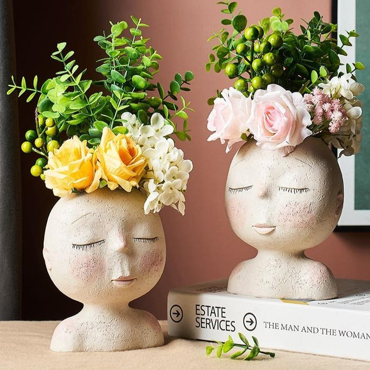 Human face flower pot