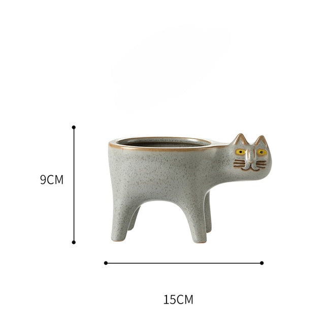 Cute_ Cat ceramic flower pot