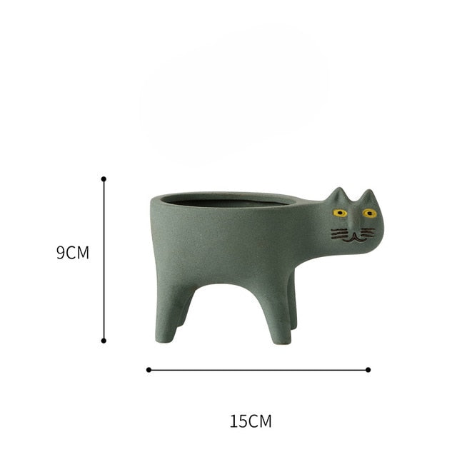 Cute_ Cat ceramic flower pot