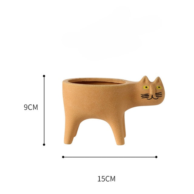 Cute_ Cat ceramic flower pot