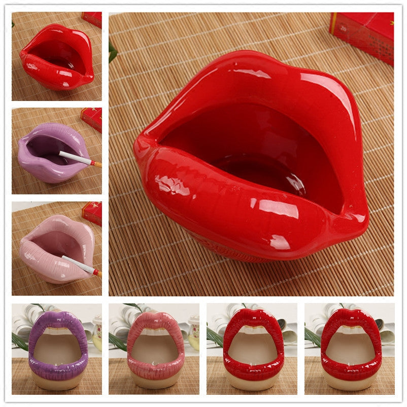 pucker up lips ceramic planter