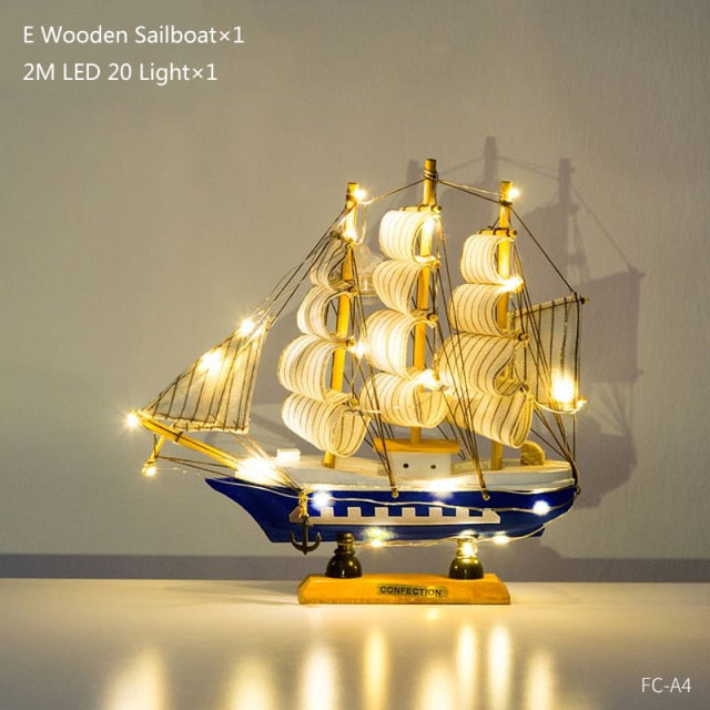 Wooden Sailing Boats With LED Light