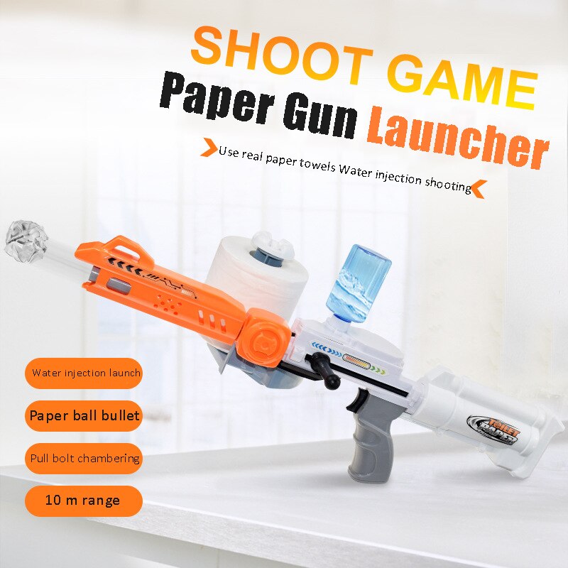 Wet Roll Paper Toy Shooting Gun